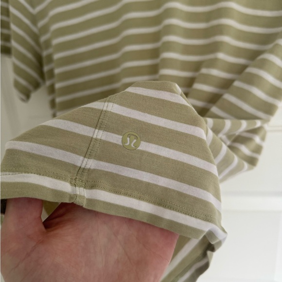 Lululemon All Yours Oversized Tee Shirt Yachtie Stripe Dew Green White Stripe 6 - Picture 4 of 5